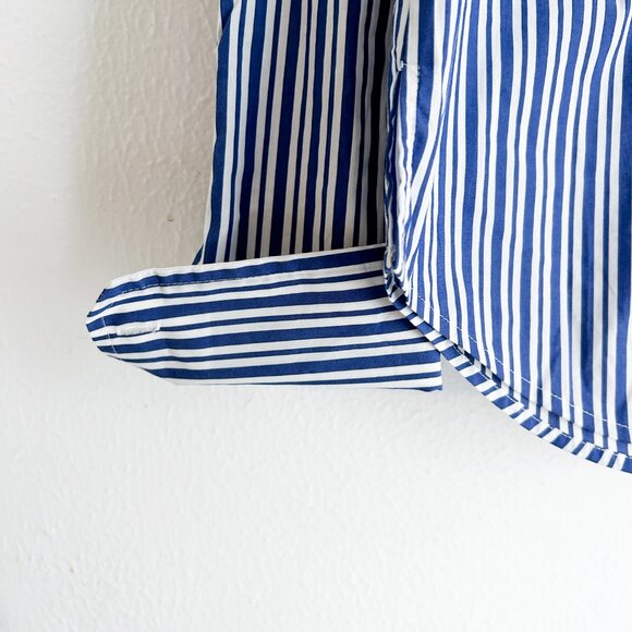 Veronica Beard Libby Striped Poplin Button Down Shirt in Classic Blue - Picture 8 of 10